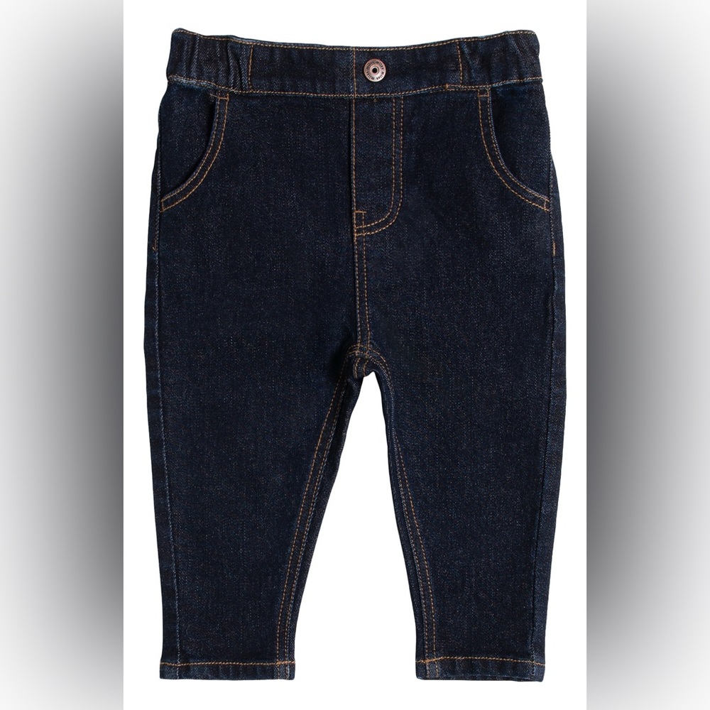 MILES THE LABEL Baby Boys' Organic Cotton Denim Pants - 952 Dk Blue Denim - 6M